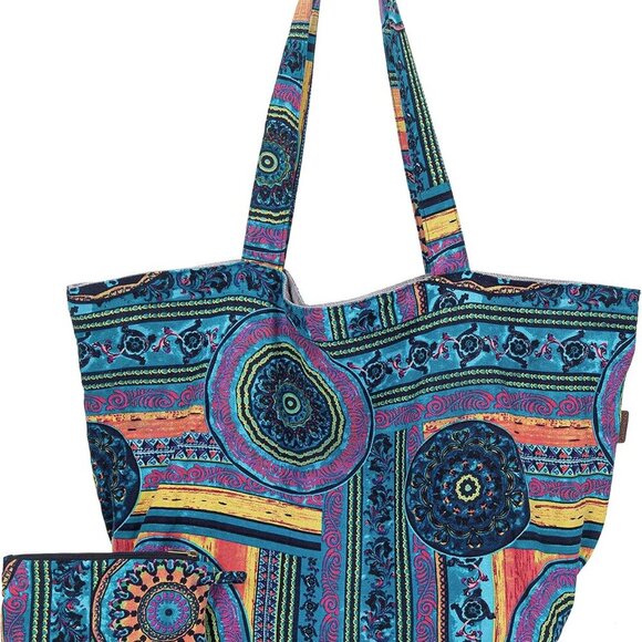Women Canvas Tote Bag Large Capacity Bohemian Shoulder Handbag - Picture 1 of 9